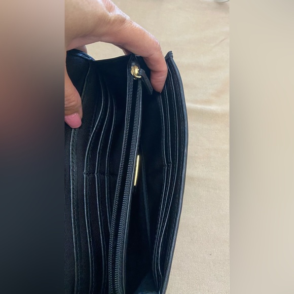 NWOT, Talbots Classic Black Canvas Wallet with Leather Trim & Gold Buckle - Picture 10 of 15